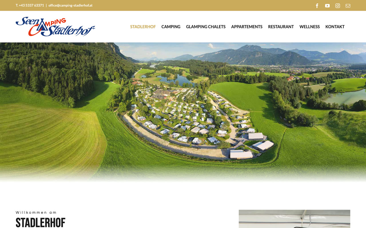 Website von Camping Stadlerhof am Laptop
