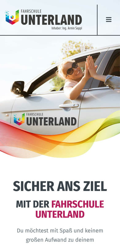 Website der Fahrschule Unterland am Handy
