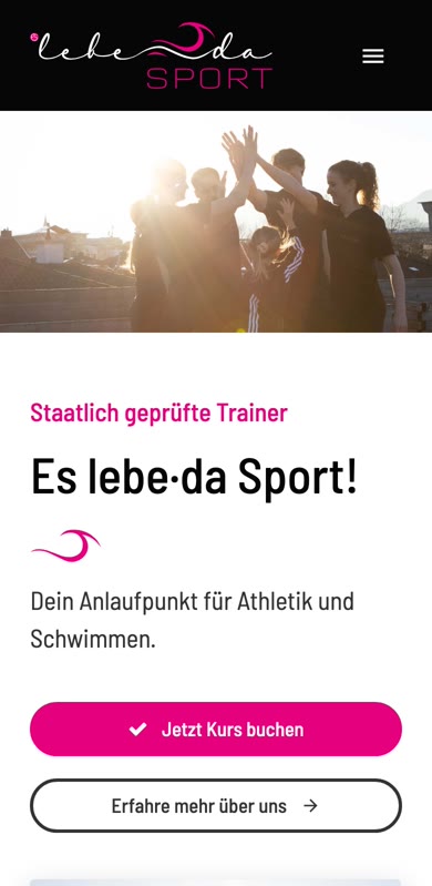 Website von lebe·da Sport am Handy