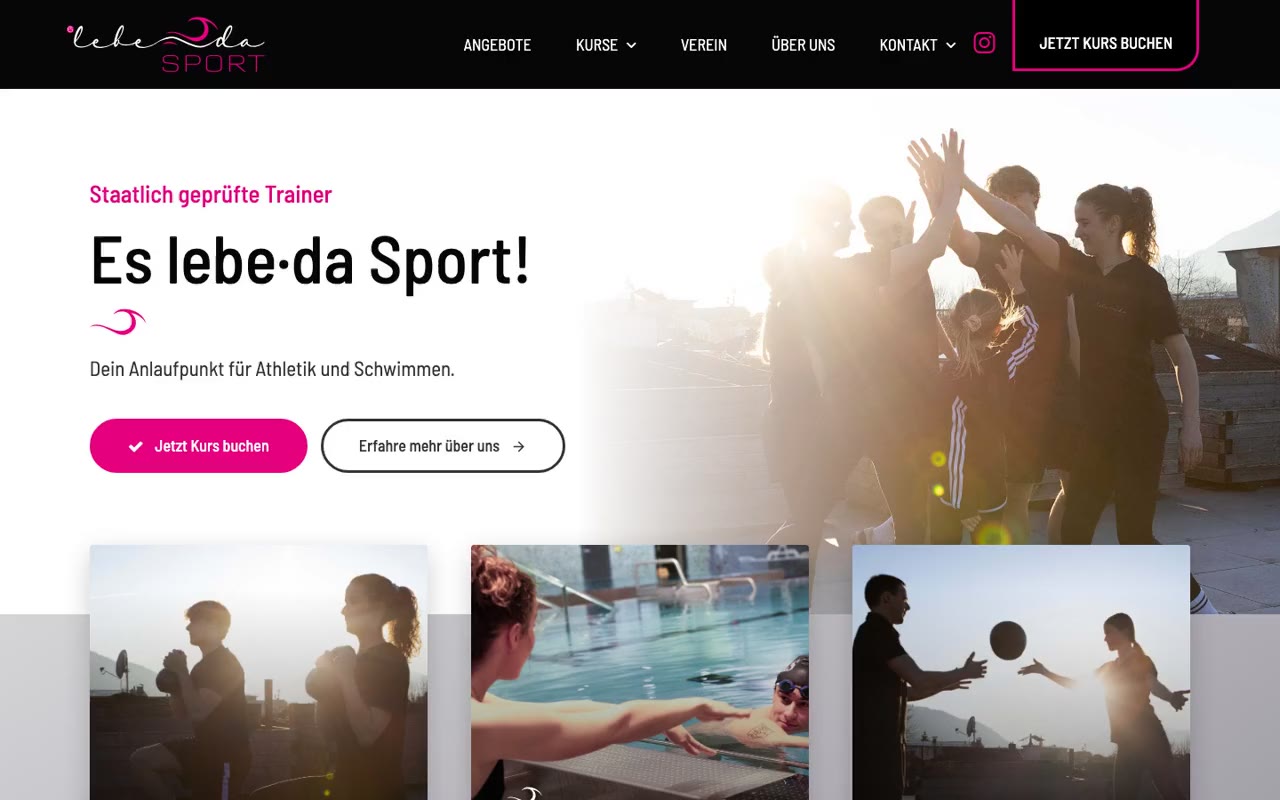 Website von lebe·da Sport am Laptop