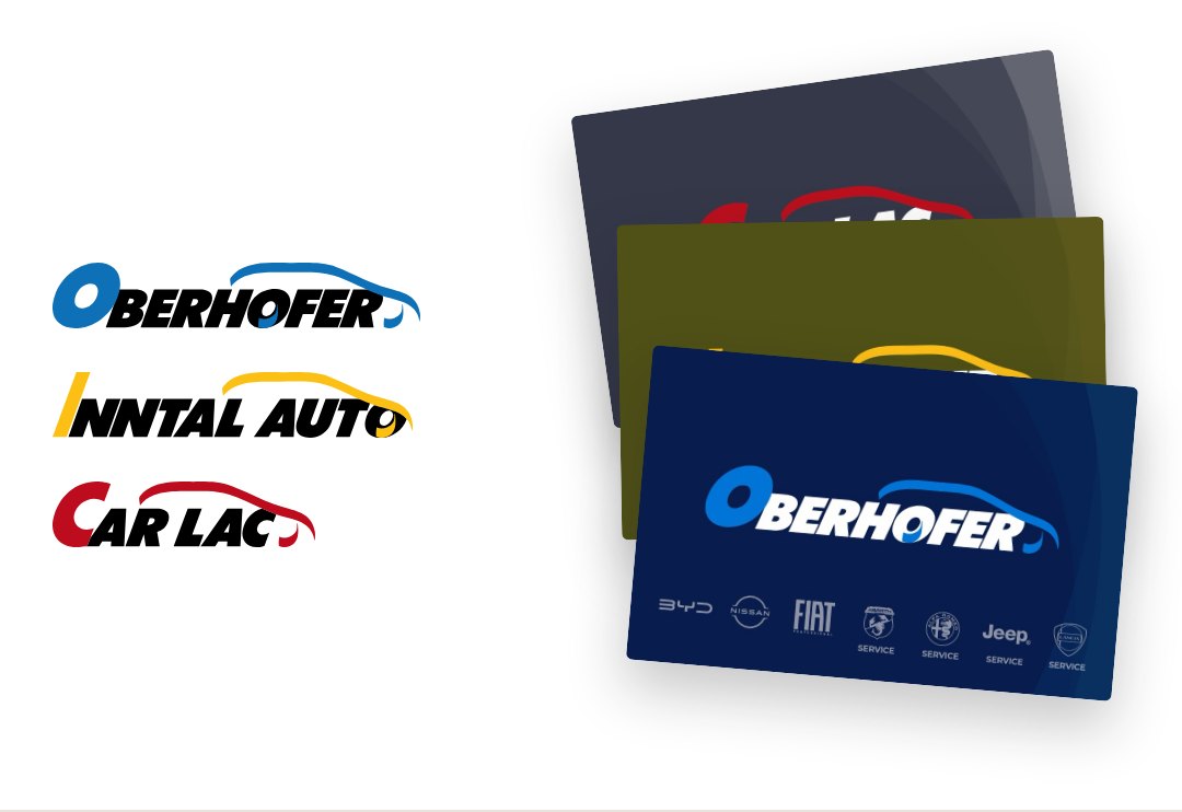 Logos und Visitenkarten von Auto Oberhofer, Inntal Auto und Carlac