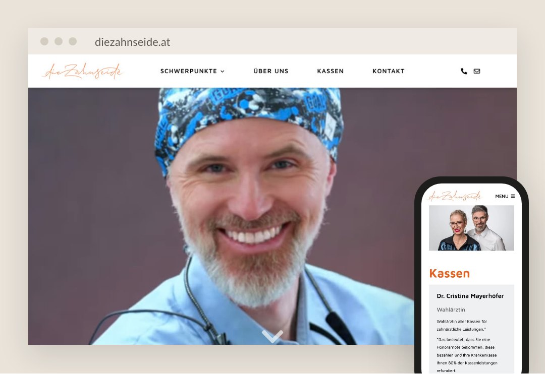 Website von dieZahnseide am Laptop und am Handy