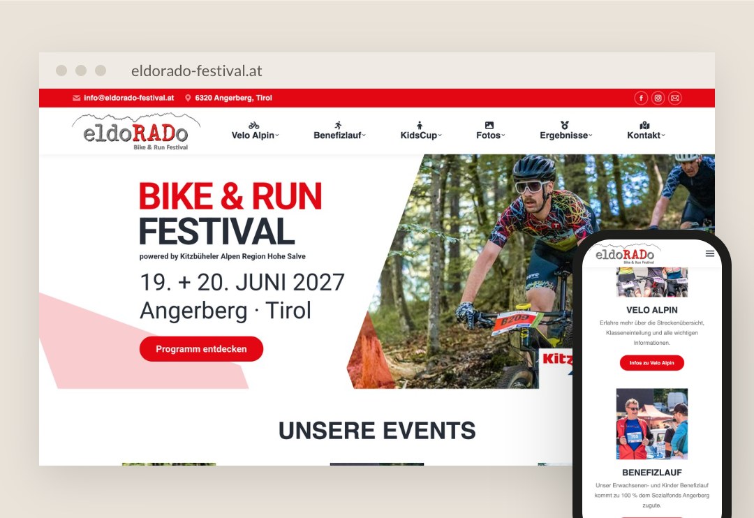 Website des eldoRADo Festivals am Laptop und am Handy