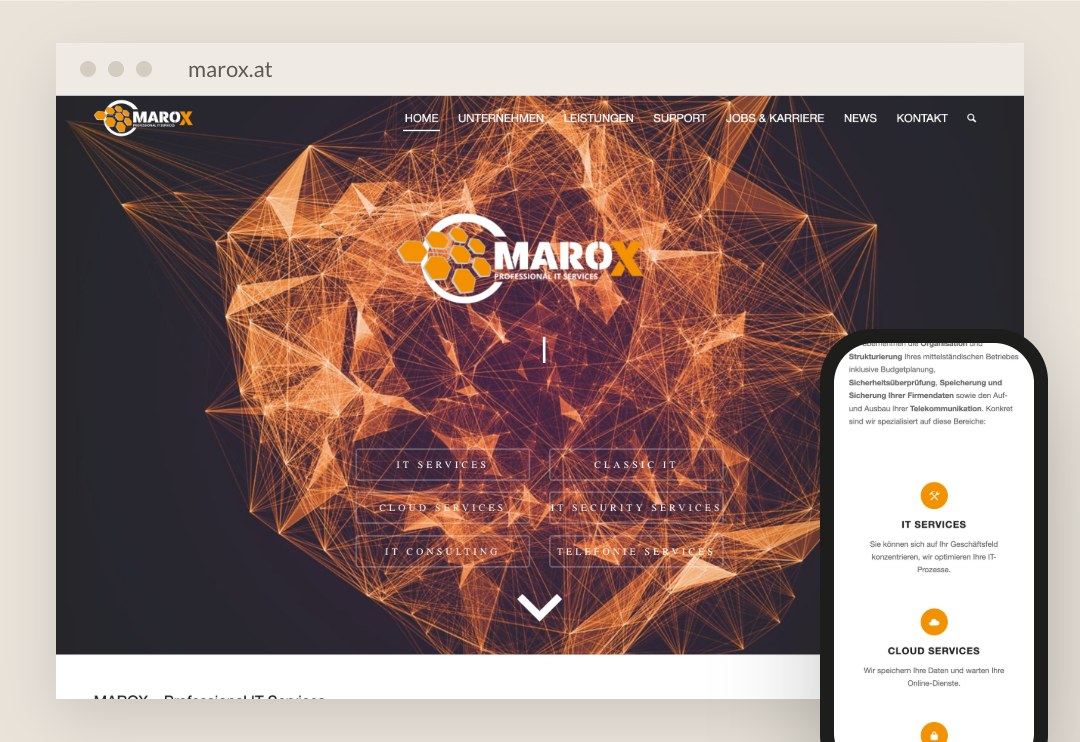 Website von MAROX am Laptop und am Handy